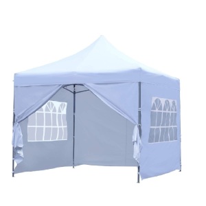 Ainfox 10x10 Outdoor Pop-Up Canopy Tent with 4 Sidewalls and Carrying Bag, White - Appears New  