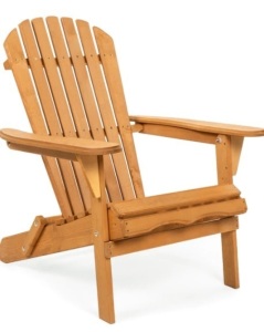 Folding Wooden Adirondack Chair Accent Furniture w/ Natural Finish - Brown,New