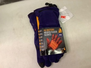 AA Battery Heated Fleece Gloves, Untested, Appears New