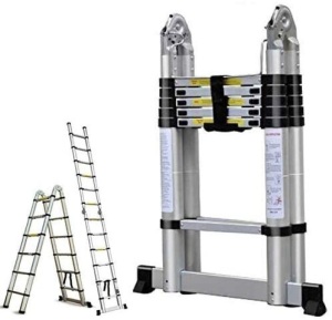 16.5FT Aluminum Telescoping Extension Ladder 330lbs Max Capacity