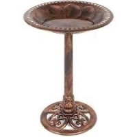Vintage Outdoor Garden Bird Bath w/ Fleur-de-Lis Accents