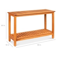 2-Shelf Wooden Console Table Storage Organizer w/ Natural Finish - 48in