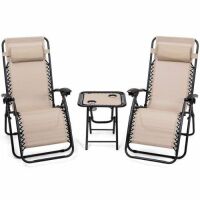 3 Pcs Folding Portable Zero Gravity Reclining Lounge Chairs & Table