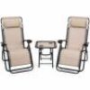 3 Pcs Folding Portable Zero Gravity Reclining Lounge Chairs & Table