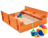 Kids Cedar Sandbox w/ Sand Screen, 2 Benches - 47x47in,NEW