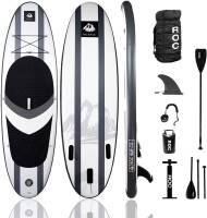 Roc Inflatable Stand Up Paddle Board Non-Slip Deck,&nbsp;Bonus Waterproof Bag, Leash, Paddle and Hand Pump, Charcoal - Appears New&nbsp;&nbsp;