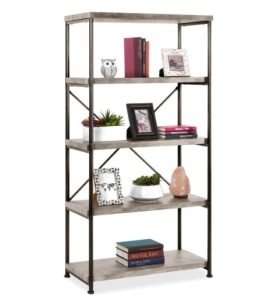 5-Tier Industrial Bookshelf w/ Metal Frame, Wood Shelves,NEW