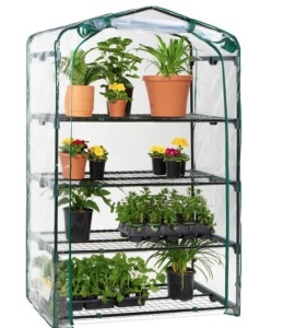 4-Tier Mini Portable Indoor Outdoor Greenhouse w/ Steel Shelves - 40in,NEW