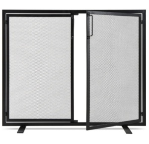 2-Door Wrought Iron Fireplace Screen w/ Magnetic Doors - 38.5x41in,NEW