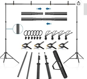 FUDESY Backdrop Stand 7x10Ft Adjustable Photography Background Support System Kit for Photo Video Studio with Carry Bag,Spring Clamps,NEW