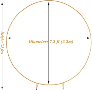 LANGXUN Large Size 7.2ft Gold Metal Round Balloon Arch kit Decoration