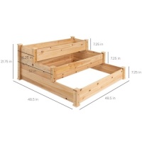 3-Tier Raised Fir Wood Garden Bed Planter