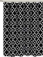 Biscaynebay Textured Fabric Shower Curtains 72 Inches by 72 Inches, Black Morocco Pearl Printed Bathroom Curtains Machine Washable&nbsp;&nbsp;