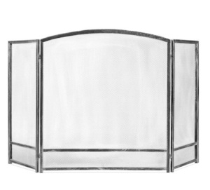 3-Panel Simple Steel Mesh Fireplace Screen w/ Rustic Worn Finish - 47x29in,new