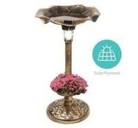 Solar Lighted Bird Bath w/ Planter