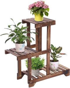 Cocoarm 3 Tier Carbonized Wooden Plant Stand