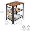 3-Tier Microwave Cart Rolling Utility Serving Cart w/ 2 Shelves, 4 Hooks