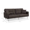 Convertible Linen Tufted Futon w/ 2 Plush Pillows, Split-Back Design