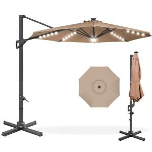 360-Degree LED Cantilever Offset Patio Umbrella w/ Tilt - 10ft