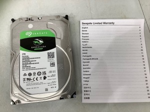 Seagate Barracuda 2TB Hard Drive, Appears New