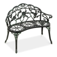 Steel Garden Bench Outdoor Patio Furniture,&nbsp;39in, Green/Black