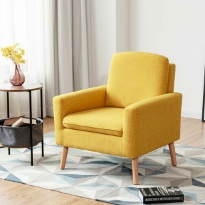 Modern Accent Arm Chair Upholstered Fabric Single Sofa -Yellow 