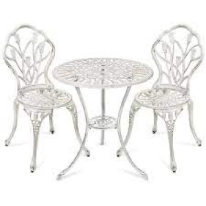 (MIGHT BE MISSING PARTS) 3-Piece Cast Aluminum Patio Bistro Furniture Set