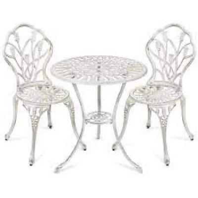 (MIGHT BE MISSING PARTS) 3-Piece Cast Aluminum Patio Bistro Furniture Set