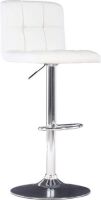Powell Quilted Faux Leather and Chrome Adjustable Height Bar Stool, White&nbsp;