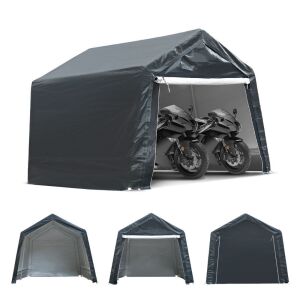TOOCA 10x10x8.7 Ft Portable Garage Carport Tent Kit for Motorcycle Gardening Vehicle Storage, Gray