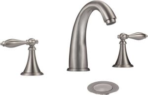 Wovier Brushed Nickel Widespread Bathroom Sink Faucet with Supply Hose,Two Handle Three Hole Lavatory Faucet,Basin Mixer Tap With Pop Up Drain 