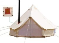 UNISTRENGH 4 Season 4M Waterproof Cotton Canvas Bell Tent with Roof Stove Jack Hole&nbsp;
