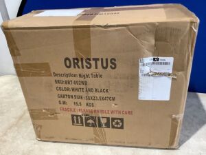 ORISTUS Night Table, White/Black 