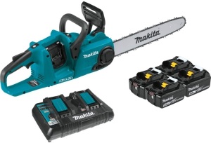 Makita XCU04PT1 (36V) LXT Lithium-Ion Brushless Cordless (5.0Ah) 18V X2 16" Chain Saw Kit with 4 Batteries. Appears New