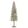 Pre-Lit Snow Flocked Alpine Slim Pencil Christmas Tree w/ LED Lights, Stand - 6ft