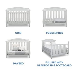 Delta Children Lancaster 4-in-1 Convertible Baby Crib, Bianca White  