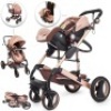 3 in 1 Luxury Baby Stroller with Baby Basket(No Base) Foldable Anti-Shock Springs High View Pram. Appears New