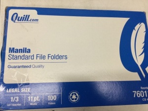 MANILA FILE FOLDERS 1/3-CUT T,New