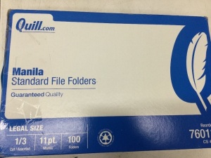 MANILA FILE FOLDERS 1/3-CUT T,New