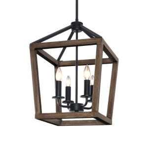 KingSo 4-Light Ceiling Hanging Chandelier Rustic Metal Pendant Light with Oil Rubbed Bronze Finish