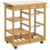 Rolling Wood Kitchen Storage Cart Dining Trolley w/ Drawers, Fruit Baskets, Wine Rack