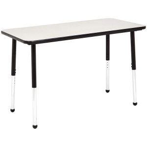 AmazonBasics Dry Erase 24 x 48 Inch Rectangular School Activity Kids Table, Ball Glide Legs, Adjustable Height 19-30 Inch, Grey and Black