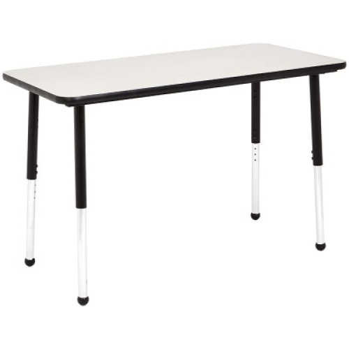 AmazonBasics Dry Erase&nbsp;24 x 48 Inch Rectangular School Activity Kids Table, Ball Glide Legs, Adjustable Height 19-30 Inch, Grey and Black