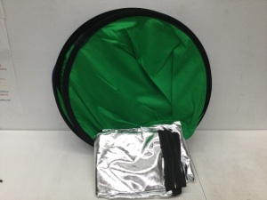 4 in 1 Green Screen Photography Backdrop Light Reflector Chromakey Chromakey Collapsible Reversible Background Cotton Muslin Portable Photo （Green Blue Sliver Gold),New