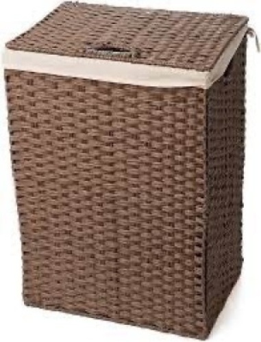 Blue Ridge Basket Company Synthetic Wicker Laundry Hamper Basket with Lid and Liner (Brown)
