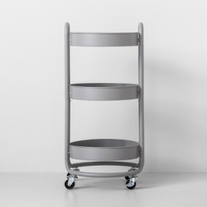 Round 3-Tier Rolling Metal Utility Cart