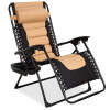 Oversized Padded Zero Gravity Chair, Folding Recliner w/ Headrest, Side Tray