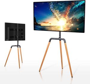 Glorider Artistic Tripod Easel TV Floor Stand for 45-65 Inch Screens, with Height Adjustment 25.6 inch, Tripod Base and Non-Slip Pads
