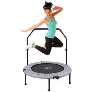 ATIVAFIT 40" Foldable Trampoline Mini Exercise Rebounder with Adjustable Foam Handle 