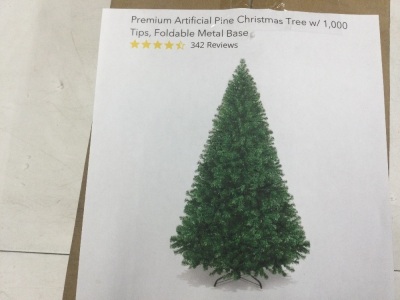 Premium Artificial Pine Christmas Tree w/ 1,000 Tips, Foldable Metal Base,New